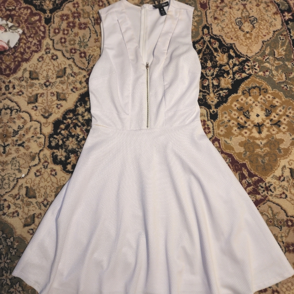 AQUA white zip up dress